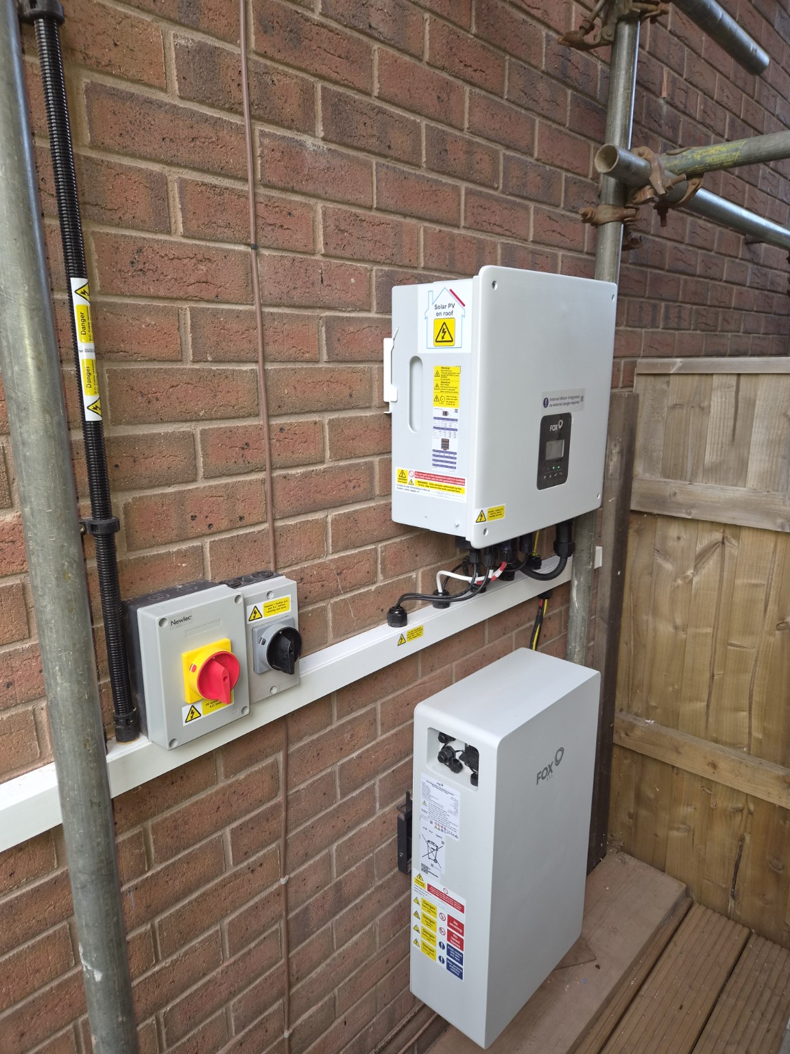 Outdoor Fox ESS inverter and battery installation by James Renewables
